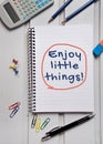 Enjoy little things word Royalty Free Stock Photo