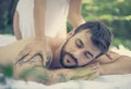 Enjoy in massage at nature. Royalty Free Stock Photo