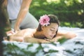 Enjoy in massage at nature. Royalty Free Stock Photo