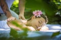 Enjoy in massage at nature. Young women. Royalty Free Stock Photo