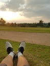 enjoy the morning sunrise on the golf course Royalty Free Stock Photo