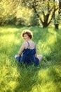 Enjoy Nature. Healthy Smiling Girl in the Spring Park. Sunny day. Vertical outdoor portrait of beautiful young 30 years old woman Royalty Free Stock Photo