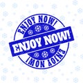 Enjoy Now! Scratched Round Stamp Seal for Christmas Royalty Free Stock Photo