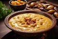 Enjoy the perfect combination of creamy hummus and crunchy nuts in this Middle Eastern inspired dip, ramadan food also known as Royalty Free Stock Photo