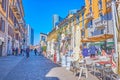 Enjoy pleasant dinner in one of numerous outdoor restaurants on Corso Como street, Milan, Italy Royalty Free Stock Photo