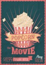 Enjoy popcorn and watch the movie. Poster design template with popcorn bucket.