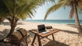 Enjoy remote work dream. Successful freelancer background. Business technology.