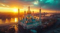 Stunning sunset over mosque in Moscow