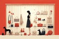 Enjoy shopping here. Graphic illustration base for women bag store. Royalty Free Stock Photo