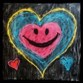 Chalkboard Smiles: Hand-Drawn Heart with Joy. Generative Ai Royalty Free Stock Photo
