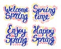 Enjoy spring lettering. Lettering phrase in vintage style isolated on white background.