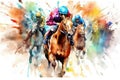 Enjoy stunning 3D horse racing design for your project. (Generative AI