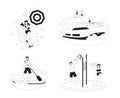 Enjoy summer break monochrome vector spot illustration set