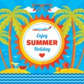 Enjoy summer holiday - vector concept banner in flat style Royalty Free Stock Photo
