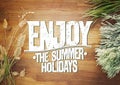 Enjoy the summer holidays quote card with meadow flowers and herbs Royalty Free Stock Photo
