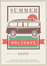 Enjoy Summer Holidays Vector Retro Poster Design Template