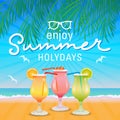 Enjoy summer holydays background hand letter. Royalty Free Stock Photo