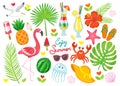 Enjoy Summer Poster Items Set Vector Illustration Royalty Free Stock Photo