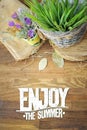 Enjoy the summer quote card with meadow flowers Royalty Free Stock Photo