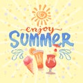 Enjoy summer time background hand letter. Royalty Free Stock Photo