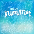 Enjoy summer time background hand letter. Royalty Free Stock Photo