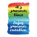 Enjoy summer vacation It`s summer time Summer quote Vector poster Royalty Free Stock Photo
