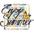 Enjoy Summer watercolor poster design. Royalty Free Stock Photo