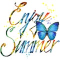 Enjoy Summer watercolor poster design.