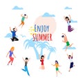 Enjoy Summer Wish Lettering Cartoon Flat Banner