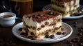 A creamy and rich tiramisu with layers of mascarpone and espresso created with Generative AI