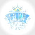 Enjoy sunny days text design with ribbon. Royalty Free Stock Photo