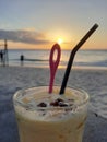 Enjoy the sunser with a manggo smoothies