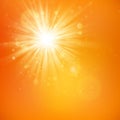 Enjoy the sunshine. Warm day light. Summer background with a hot sun burst with lens flare. EPS 10 Royalty Free Stock Photo