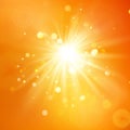 Enjoy the sunshine. Warm day light. Summer background with a hot sun burst with lens flare. EPS 10 Royalty Free Stock Photo