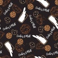 Enjoy Sweet Chocolate Cookies and Milk Vector Graphic Seamless Pattern