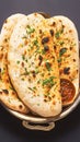 Enjoy Tandoori naan, a classic accompaniment to Indian dishes.