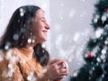 Enjoy the taste of hot tea or coffee near the Christmas tree