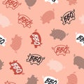 Enjoy Tasty Pork Meat and Party Vector Graphic Art Seamless Pattern