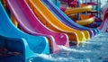Enjoy the thrilling amusement ride of colorful liquid chutes at the water park Royalty Free Stock Photo