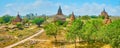 Aerial panorama of Bagan, Myanmar Royalty Free Stock Photo