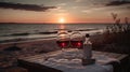 Sunset Wine at Baltic Sea Campsite Generative AI