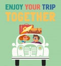 Enjoy travel together typography poster Royalty Free Stock Photo