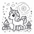 Magical Unicorn Coloring Page for Kids Creativity Journey, Generative AI