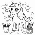 Magical Unicorn Coloring Page for Kids Creativity Journey, Generative AI