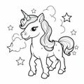 Magical Unicorn Coloring Page for Kids Creativity Journey, Generative AI