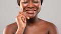 Enjoy Your Beauty. Portrait Of Happy Black Woman With Beautiful Flawless Skin