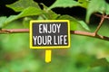 Enjoy your life text on board