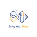 Enjoy your meal, eating at restaurant, catering service