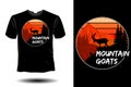 Mountains with goat silhouette t shirt mockup vintage design