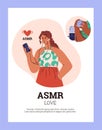 Enjoying ASMR experience vector illustration